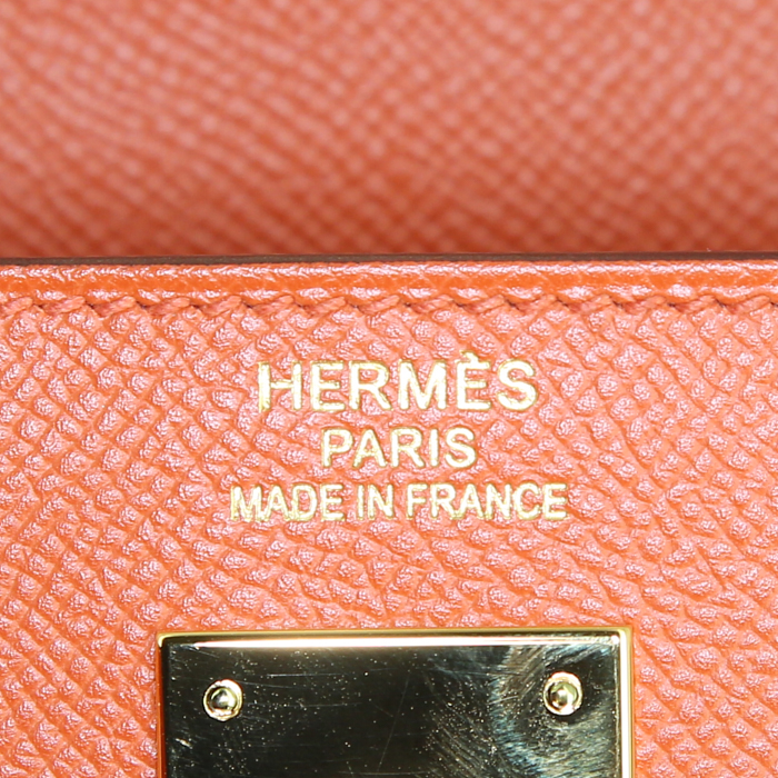 Hermes Kelly 35 cm handbag in orange epsom leather - Detail D4