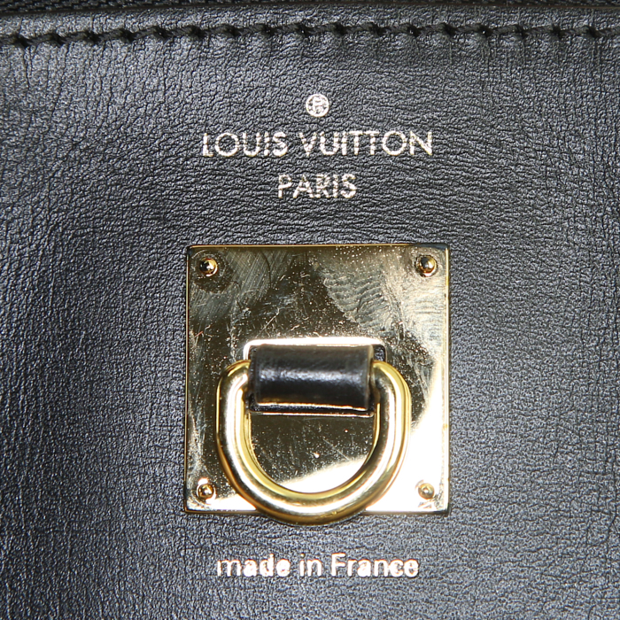 Louis Vuitton City Steamer medium model handbag in beige and black bicolor leather - Detail D4
