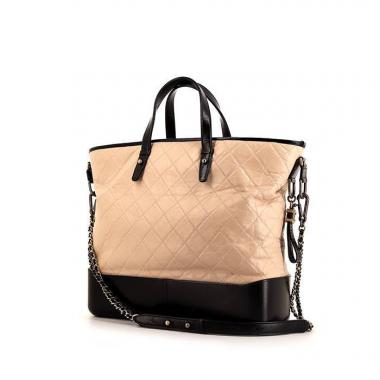 Sac cabas Chanel Gabrielle  en cuir matelassé bicolore beige et noir
