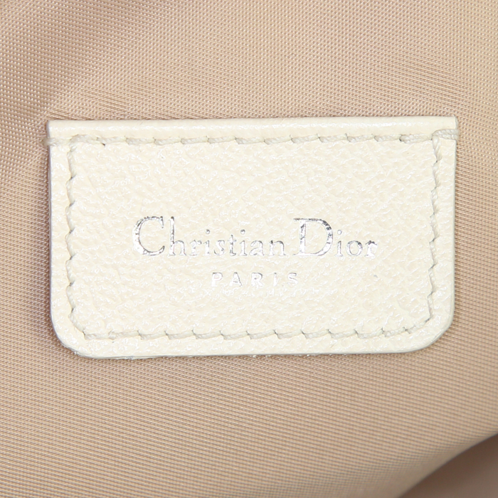 Borsa da spalla o a mano Dior Saddle in tela monogram cerata bianca a fiori e pelle bianca - Detail D3