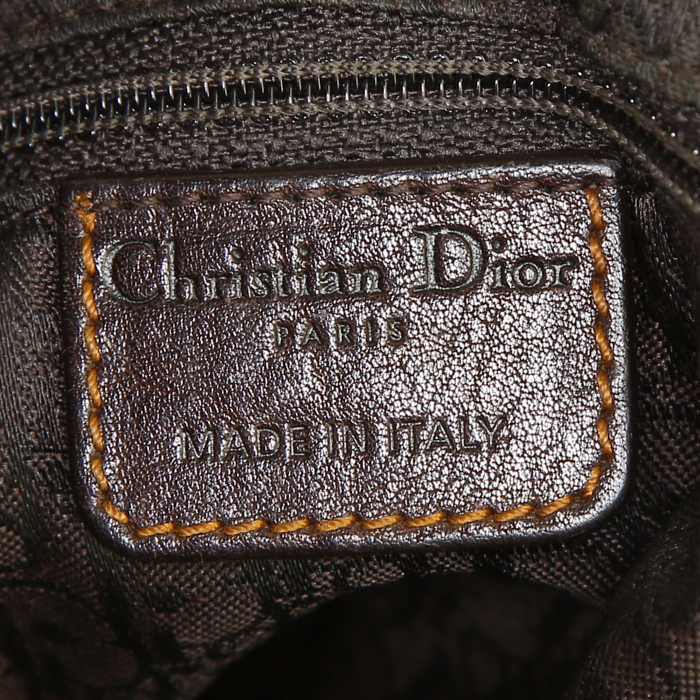 Borsa da spalla o a mano Dior Gaucho in pelle marrone e profili - Detail D3