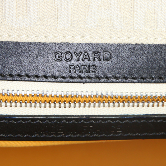Bolso de mano Goyard Béluga en tela Goyardine negra y cuero negro - Detail D3