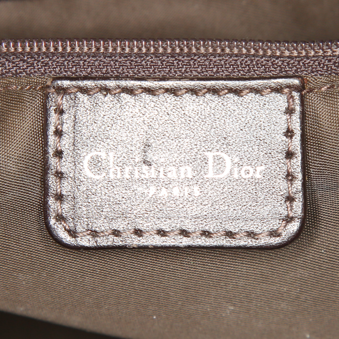 Sac porté épaule ou main Dior Romantique en toile monogram enduite marron et velours marron - Detail D3