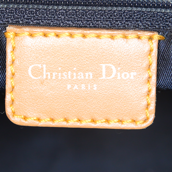 Bolso de mano Dior Speedy en lona denim azul y cuero natural - Detail D3