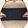 Hermes Garden shopping bag in burgundy and blue leather and beige canvas - Detail D2 thumbnail