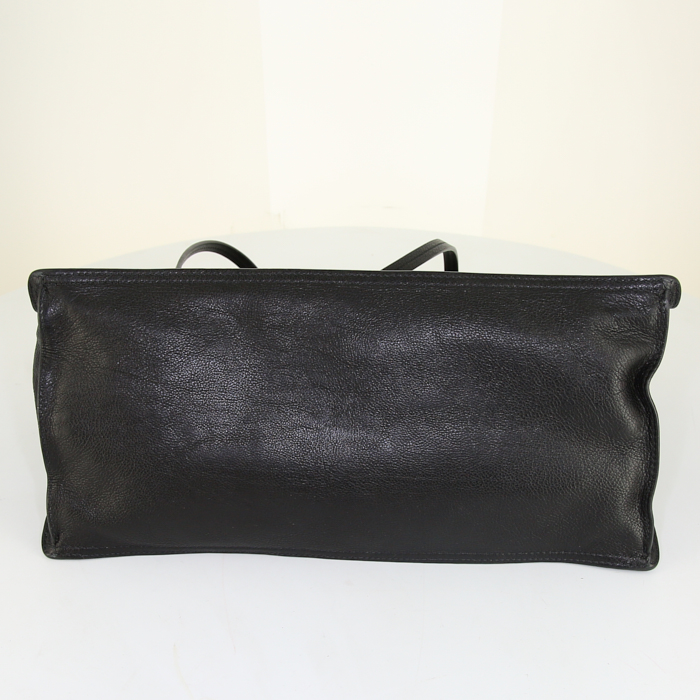 Prada Etiquette shopping bag in black leather - Detail D4
