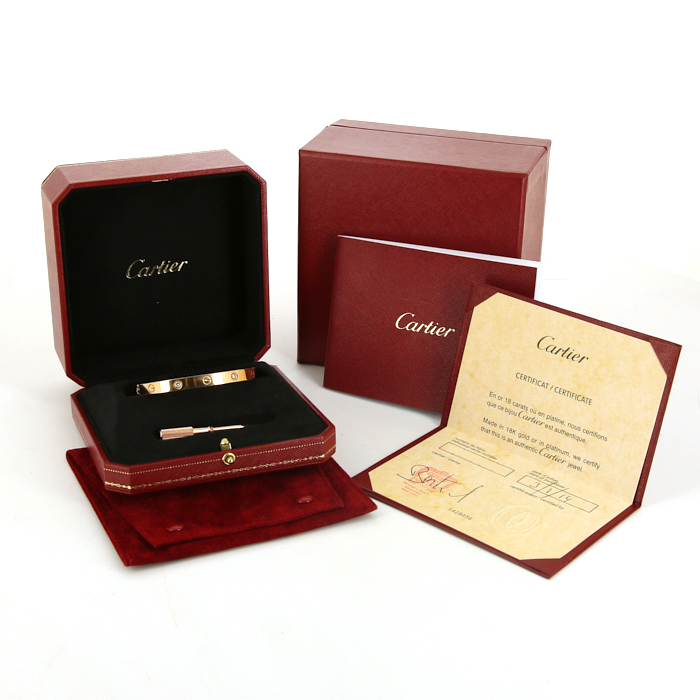 Opening Cartier Love 4 diamants bracelet in pink gold and diamonds - Detail D2