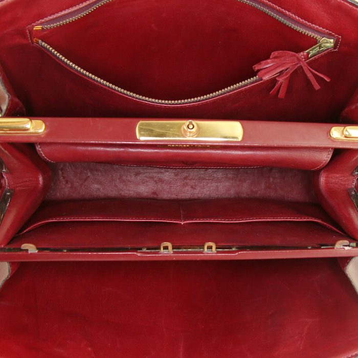 Hermes Pullman shoulder bag in burgundy box leather - Detail D2