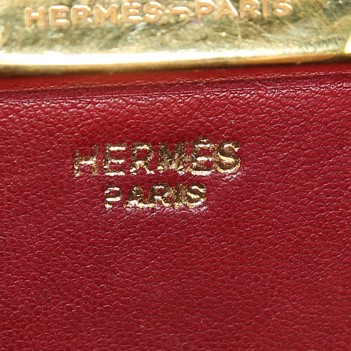 Sac porté épaule Hermes Pullman en cuir box bordeaux - Detail D3