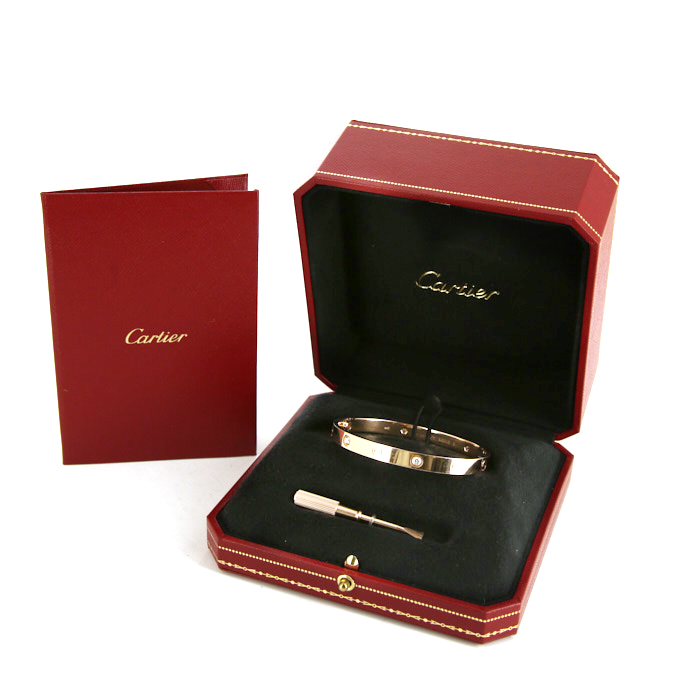 Cartier Love 4 diamants bracelet in pink gold and diamonds - Detail D2