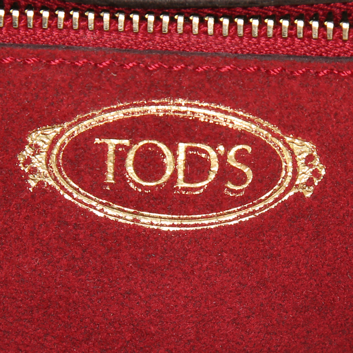 Tod's Wave mini shoulder bag in brown, grey and white tricolor leather - Detail D4