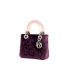 Dior Lady Dior mini handbag in purple velvet and varnished pink bakelite - 00pp thumbnail