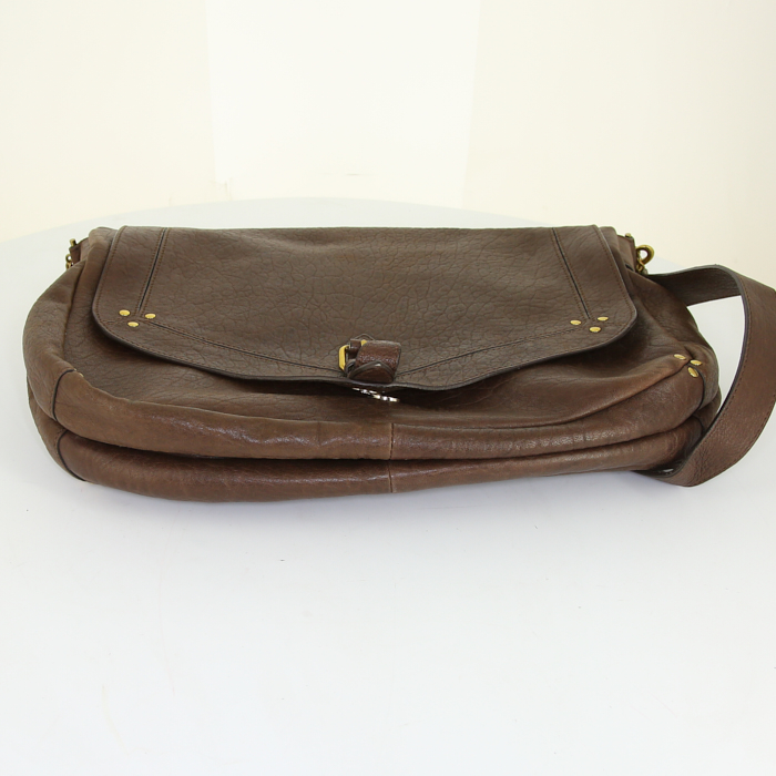 Sac bandoulière Jerome Dreyfuss Raymond en cuir marron - Detail D5