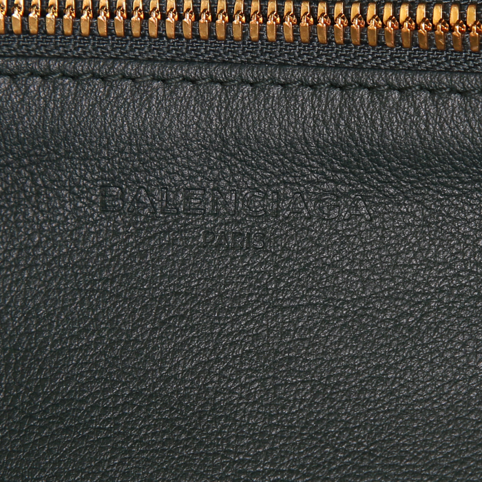 Shopping bag Balenciaga Bazar shopper in pelle verde kaki - Detail D3