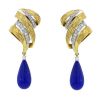 Vintage pendants earrings in yellow gold,  diamonds and lapis-lazuli - 00pp thumbnail