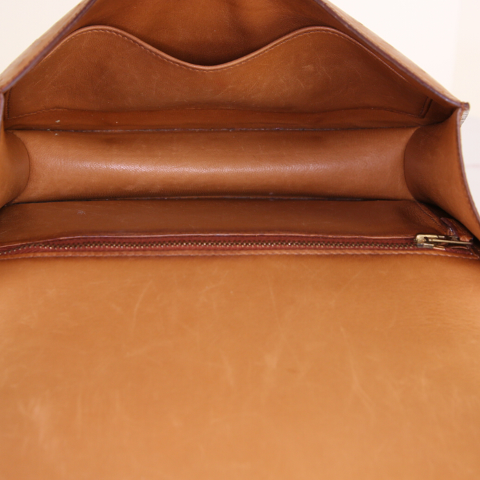 Hermes Constance handbag in gold ostrich leather - Detail D3