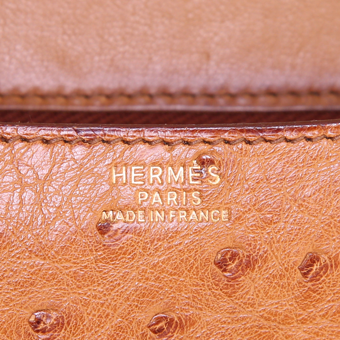 Sac à main Hermes Constance en autruche gold - Detail D4