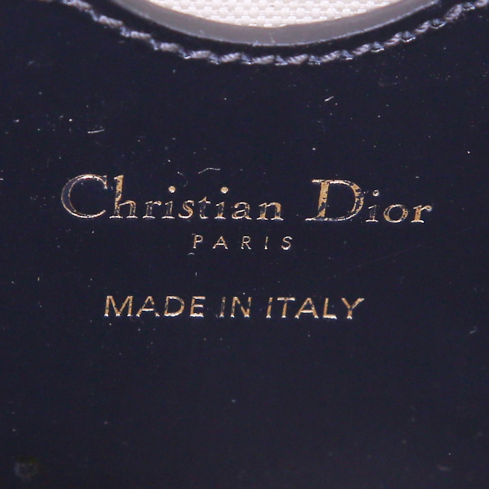 Dior Oblique shoulder bag in blue and cream color monogram canvas Oblique and blue leather - Detail D3