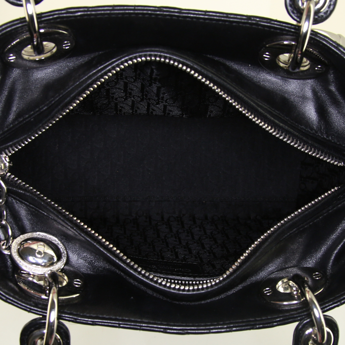Borsa Dior Lady Dior in pelle cannage nera - Detail D3