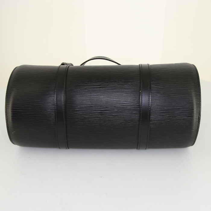 Sac à main Louis Vuitton Soufflot en cuir épi noir - Detail D4