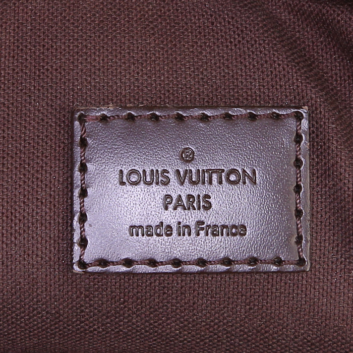 Louis Vuitton Icare briefcase in ebene damier canvas and brown leather - Detail D4