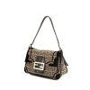 Fendi Zucchino bag worn on the shoulder or carried in the hand in beige monogram canvas and brown velvet - 00pp thumbnail