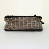 Fendi Zucchino bag worn on the shoulder or carried in the hand in beige monogram canvas and brown velvet - Detail D4 thumbnail