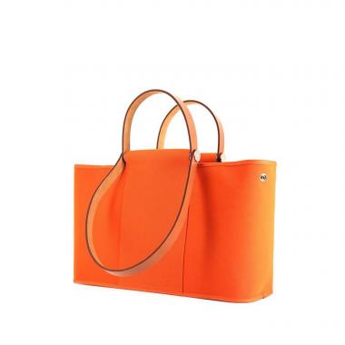 Bolso Cabás Hermès Cabag en lona naranja y cuero natural