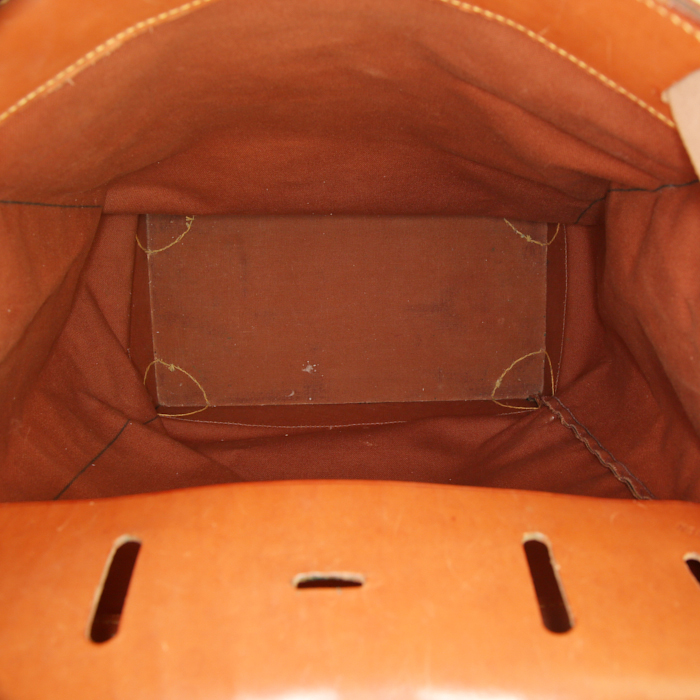 Sac Louis Vuitton Steamer Bag en toile monogram marron et cuir naturel - Detail D2