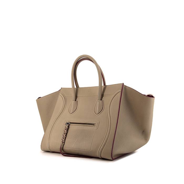 Bolso Cabás Céline Phantom en cuero gris y junco fucsia