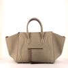 Céline Phantom shopping bag in grey leather and fuchsia piping - 360 thumbnail