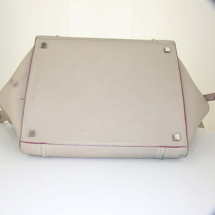 Bolso Cabás Céline Phantom en cuero gris y junco fucsia - Detail D4