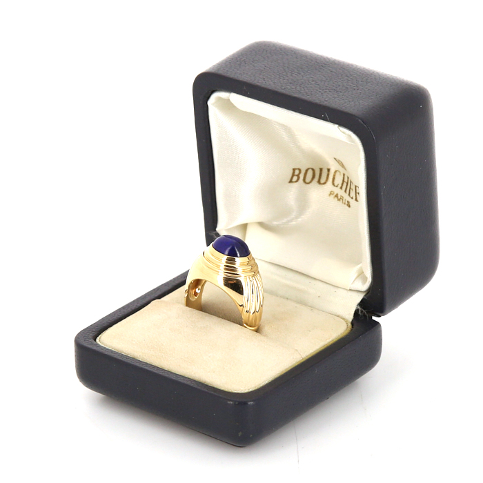 Boucheron Jaipur 1980's ring in yellow gold and lapis-lazuli - Detail D2