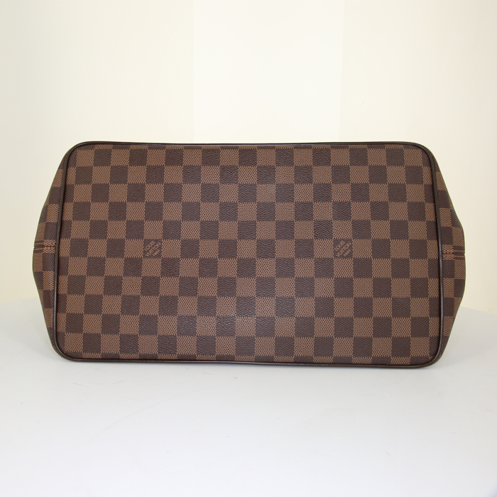 Borsa Louis Vuitton Bergamo in tela a scacchi ebana e pelle marrone - Detail D5