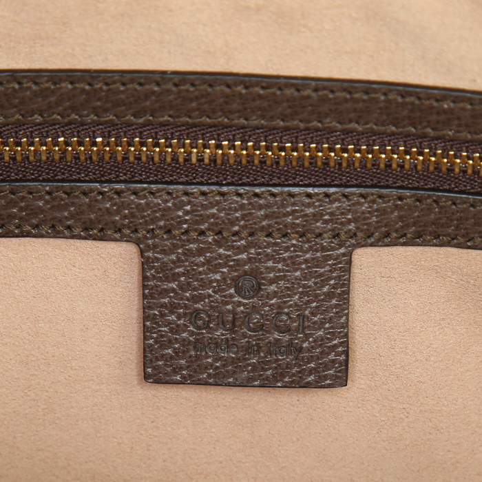 Bolso Gucci Ophidia modelo mediano en lona Monogram beige y cuero marrón - Detail D4