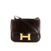 Hermes Constance handbag in dark brown porosus crocodile - 360 thumbnail
