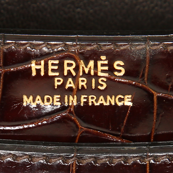 Bolso de mano Hermes Constance en cocodrilo porosus marrón oscuro - Detail D4