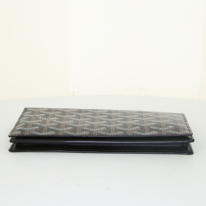 Goyard Richelieu wallet in black Goyard canvas and black leather - Detail D4