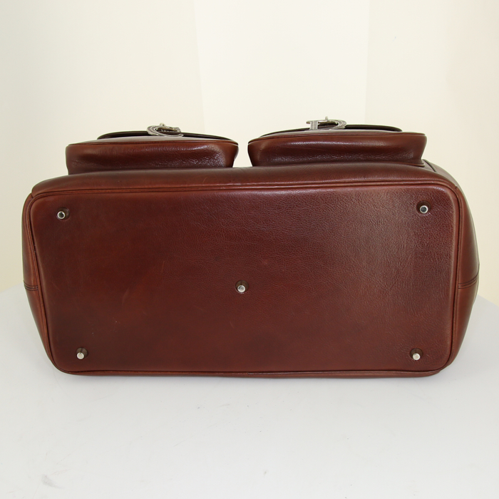 Dior Détective handbag in brown leather and brown crocodile - Detail D4