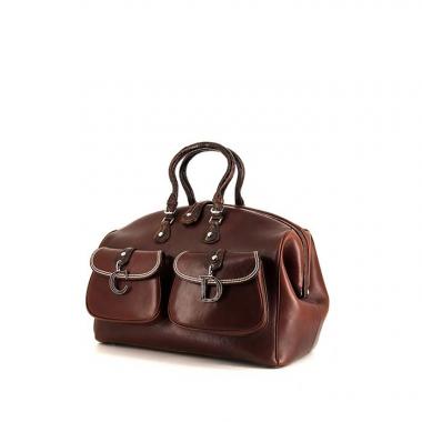 Bolso de mano Dior Détective en cuero marrón y cocodrilo marrón