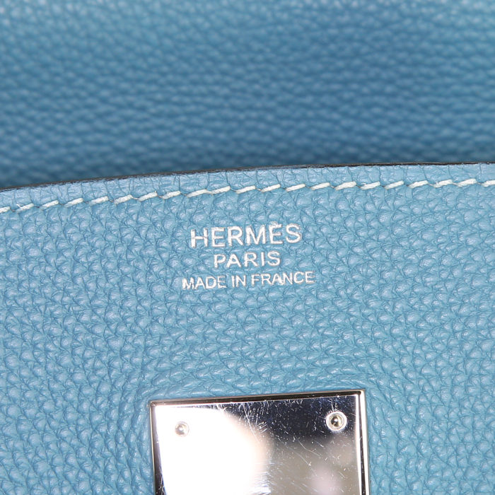 Hermes Birkin 30 cm handbag in blue jean togo leather - Detail D3