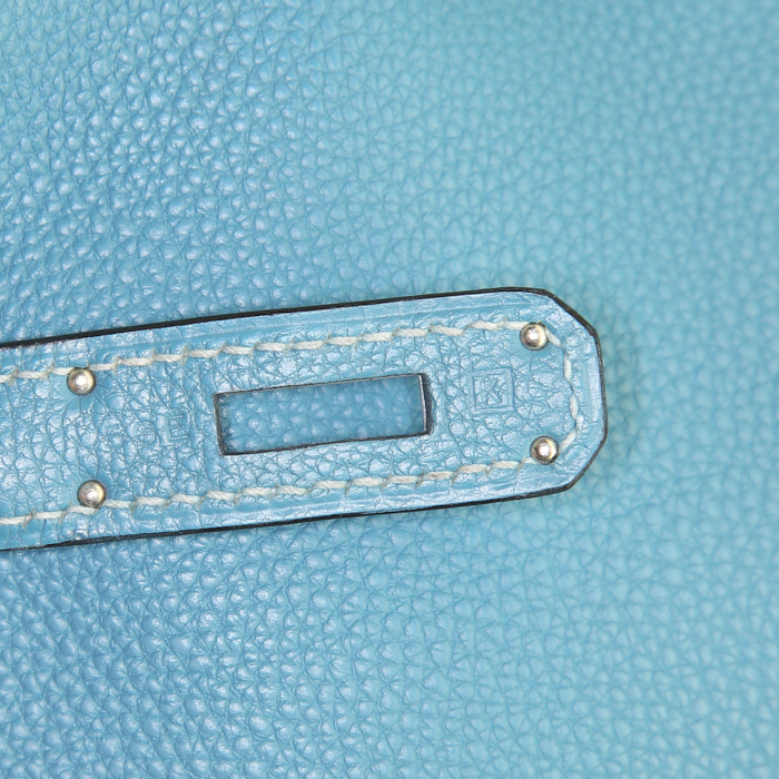 Hermes Birkin 30 cm handbag in blue jean togo leather - Detail D4