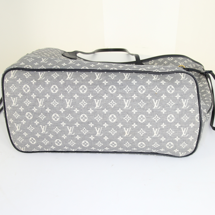 Sac cabas Louis Vuitton Neverfull moyen modèle en toile monogram Idylle bleue et cuir bleu - Detail D4