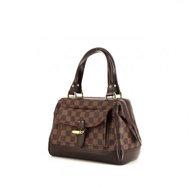 Borsa Louis Vuitton Knightsbridge in tela a scacchi marrone e pelle lucida marrone