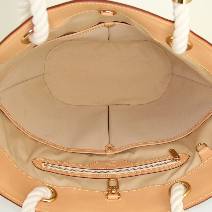 Louis Vuitton Pampelonne large model shopping bag in azur damier canvas and natural leather - Detail D2