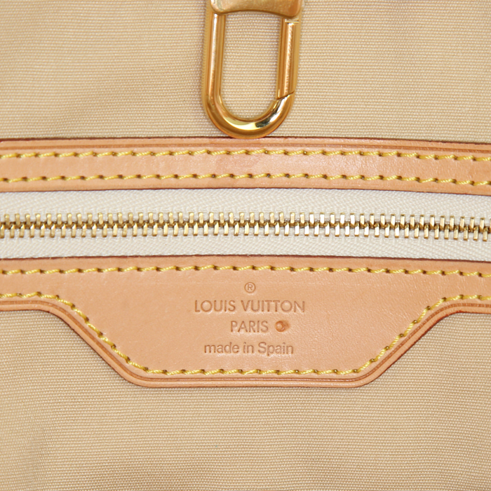 Shopping bag Louis Vuitton Pampelonne modello grande in tela a scacchi e pelle naturale - Detail D3