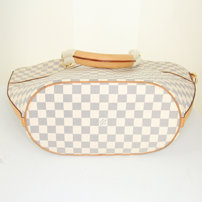 Louis Vuitton Pampelonne large model shopping bag in azur damier canvas and natural leather - Detail D4
