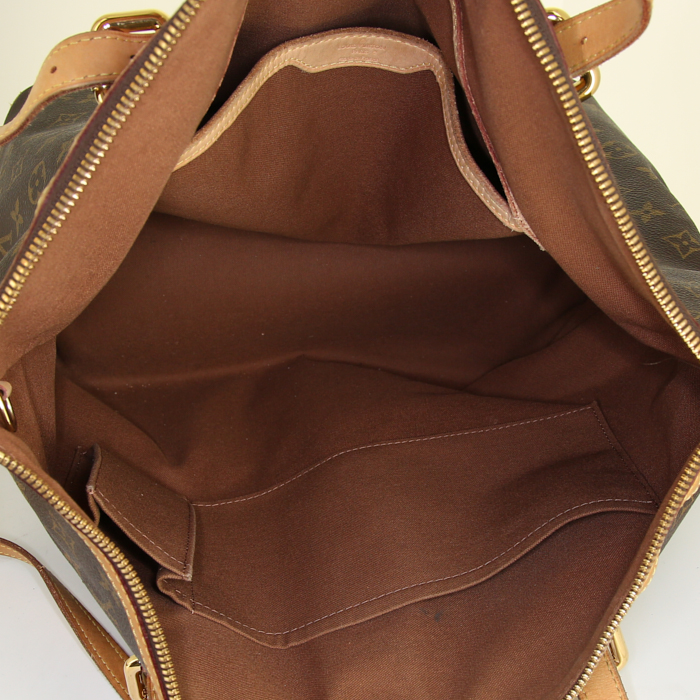Louis Vuitton Palermo large model handbag in brown monogram canvas and natural leather - Detail D3