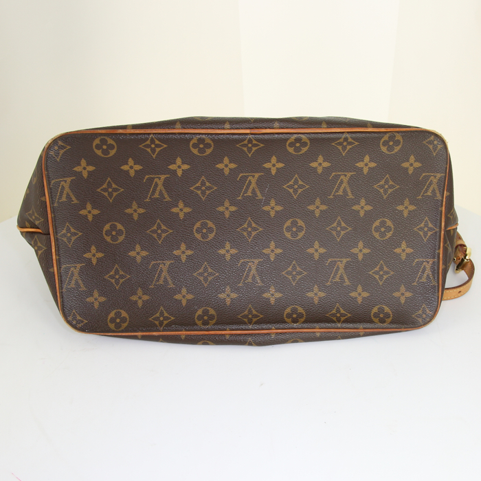 Sac à main Louis Vuitton Palermo grand modèle en toile monogram marron et cuir naturel - Detail D5