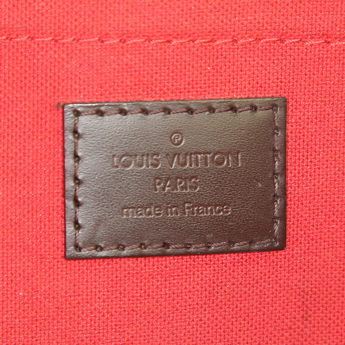 Borsa a tracolla Louis Vuitton Favorite in tela a scacchi marrone e pelle marrone - Detail D4